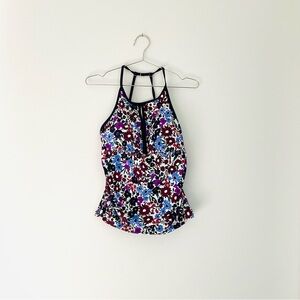 NWT Anne Cole Multicolor Floral Swim Top Tankini Size L.